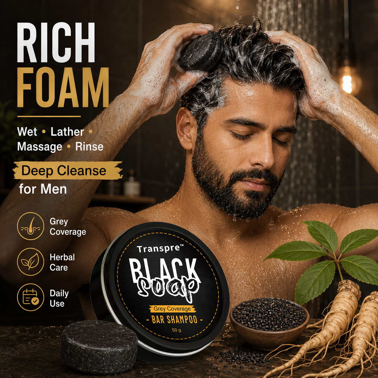 🔥 Limited Time Offer | Transpre™ Natural Gray Hair Darkening Shampoo Bar (2-Pack)